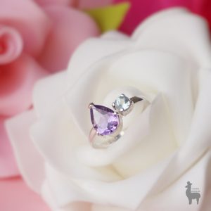 Anillo Purple Rain en Plata 950 con Amatista & Topacio Blue Sky
