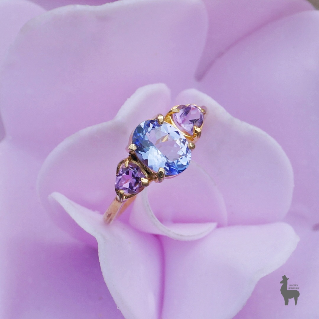 Anillo Love in Purple en Plata 950 con Tanzanita & Amatistas - Imagen 4