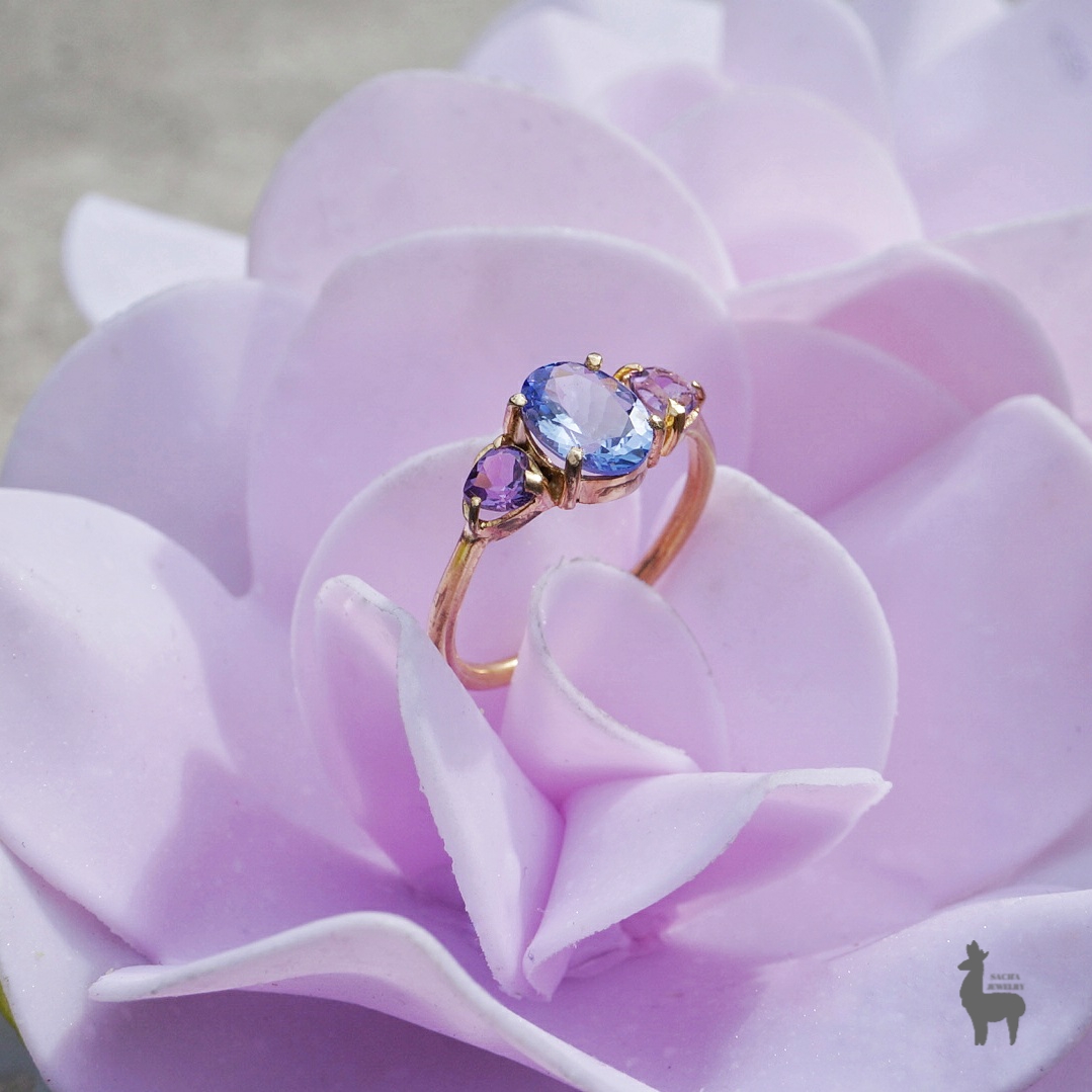 Anillo Love in Purple en Plata 950 con Tanzanita & Amatistas - Imagen 3