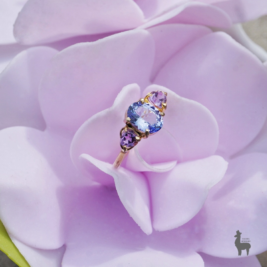 Anillo Love in Purple en Plata 950 con Tanzanita & Amatistas
