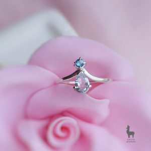 Anillo Blue Aqua de Plata 950 con Aguamarinia y Topacio London blue