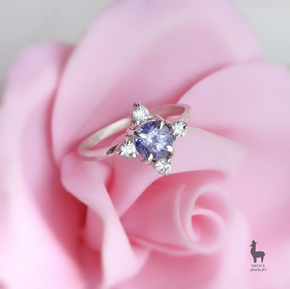 Anillo Four Seasons en Plata 950 con Tanzanita & Topacios Blancos - Imagen 3