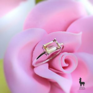 Anillo Solitario Citrino en Plata 950