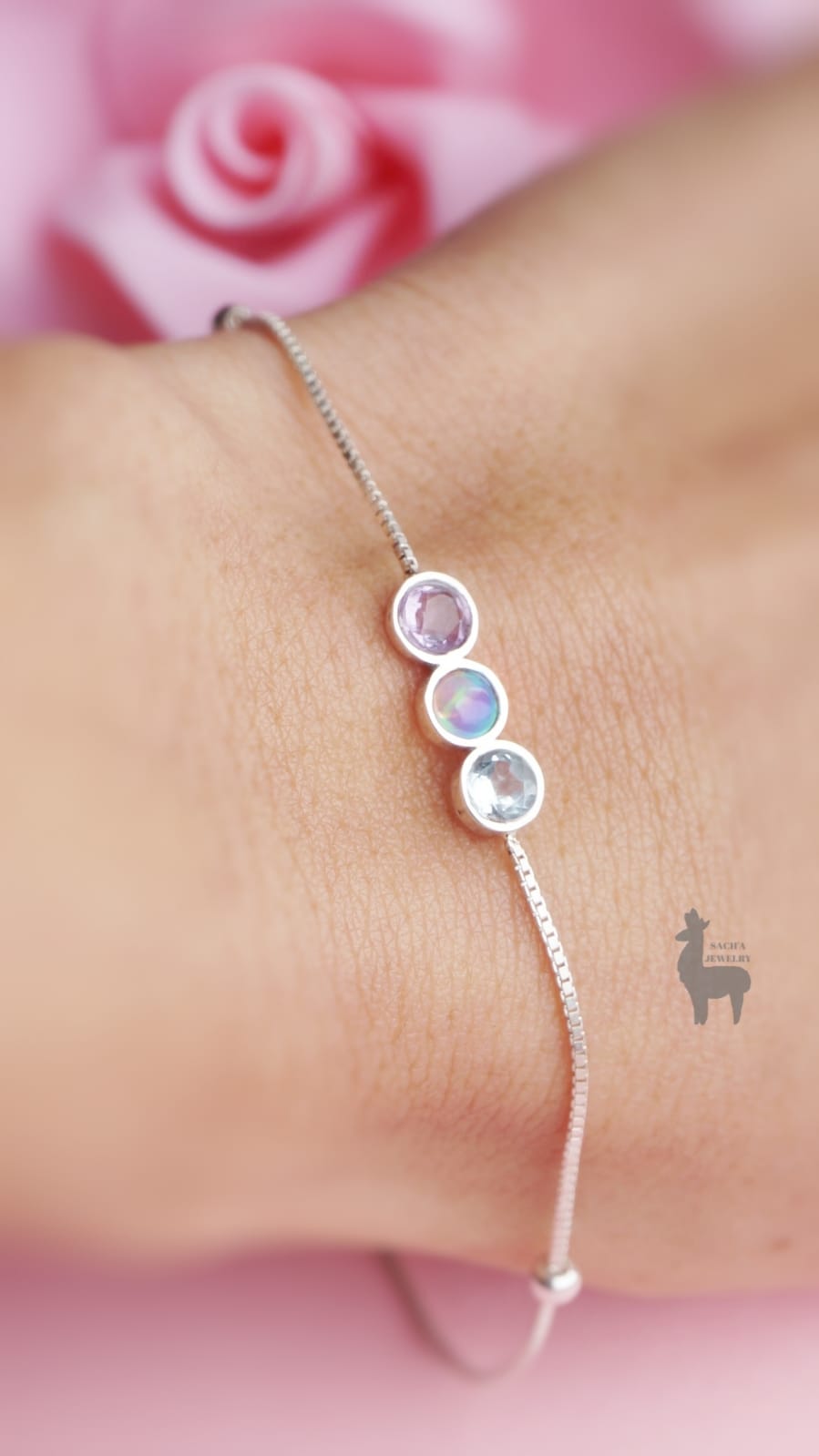 Brazalete Energy de Plata 950 con Ópalo Etiope, Amatista y Topacio London Blue - Imagen 2