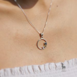 Collar Mystical de Plata 950 con Aguamarina, Topacio London blue y Peridoto