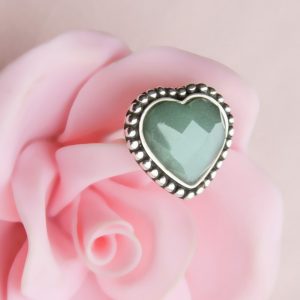 Anillo Green Heart de Plata 950 con Jade Verde