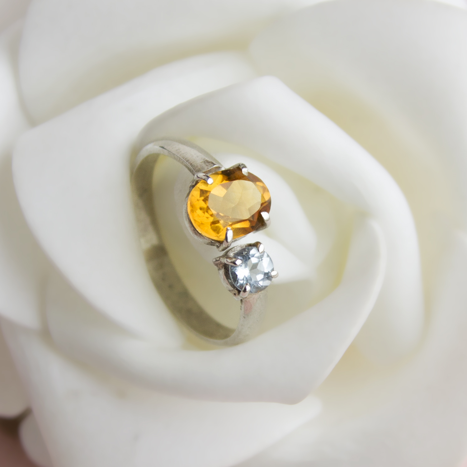 Anillo en Plata 950 con Citrino & Topacio Blue Sky - Imagen 2
