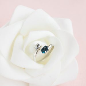 Anillo en Plata 950 con Topacio London Blue & Aguamarina