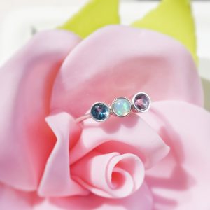 Anillo en Plata 950 con Ópalo Etíope, Amatista & Topacio London Blue