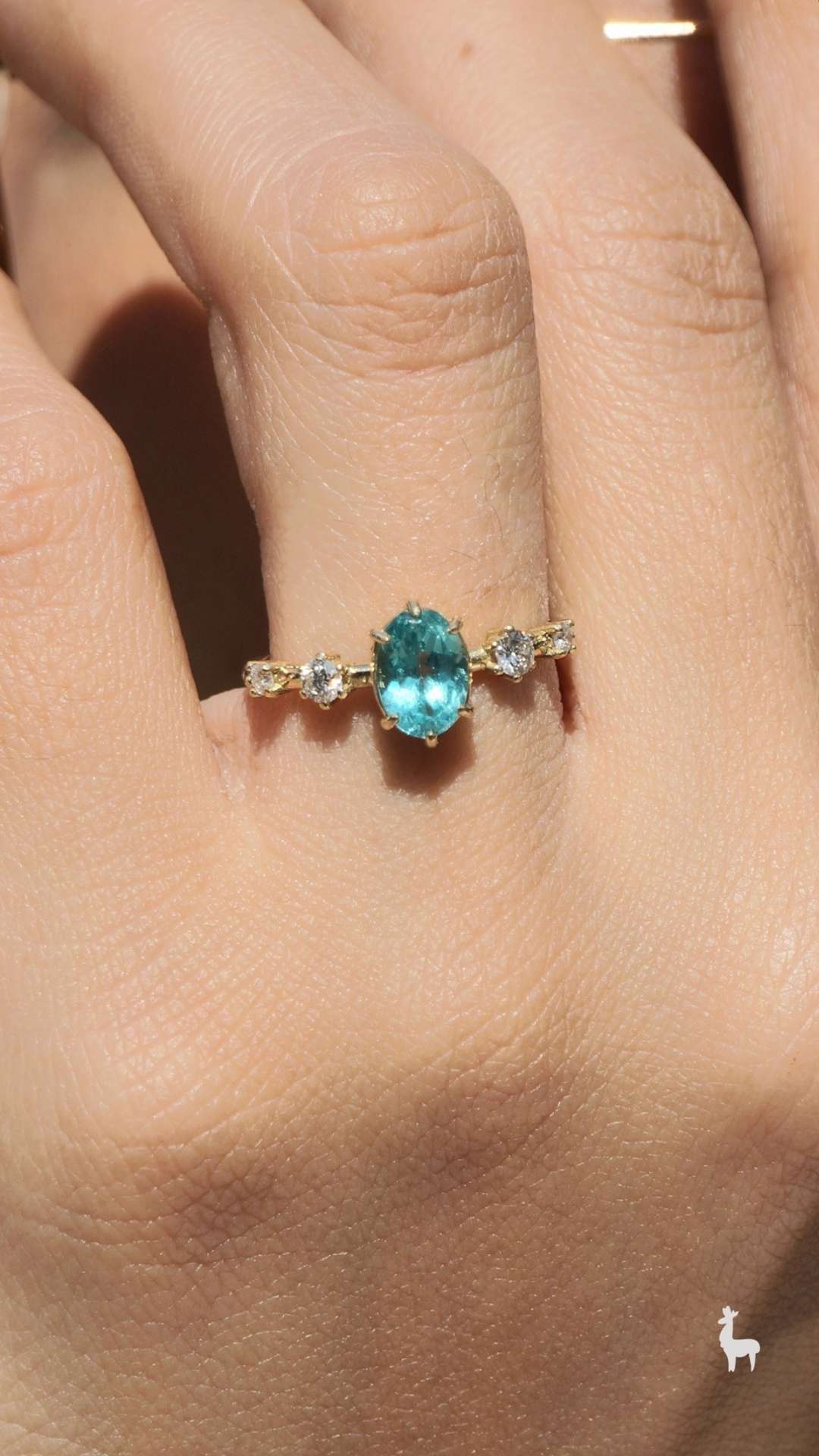 Anillo Sky Aruba con Apatita Paraiba & Diamantes - Imagen 3